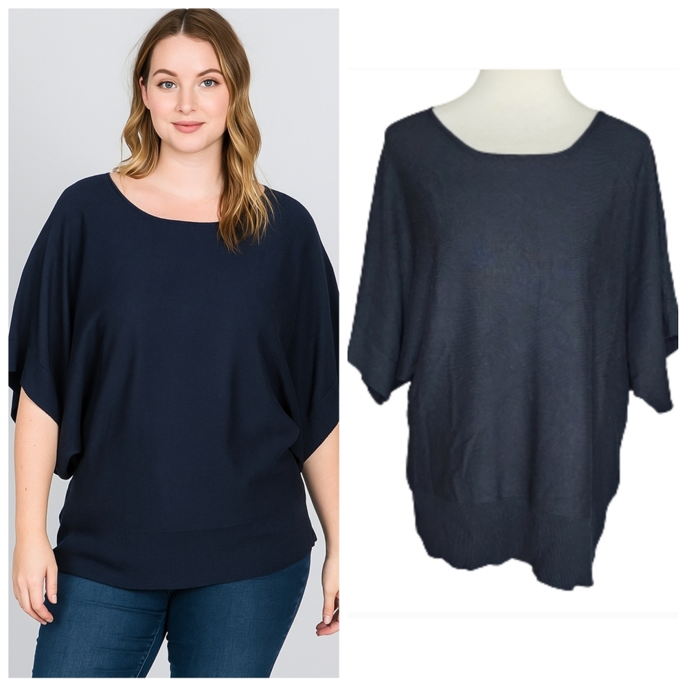 Sarah Johnson black short sleeve batwing sweater Women's size extra large XL